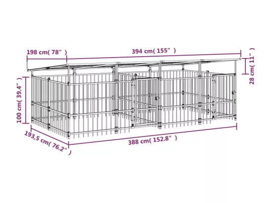 Chenil cage enclos pac noire 394 x 198 x 128 cm 02_0041768