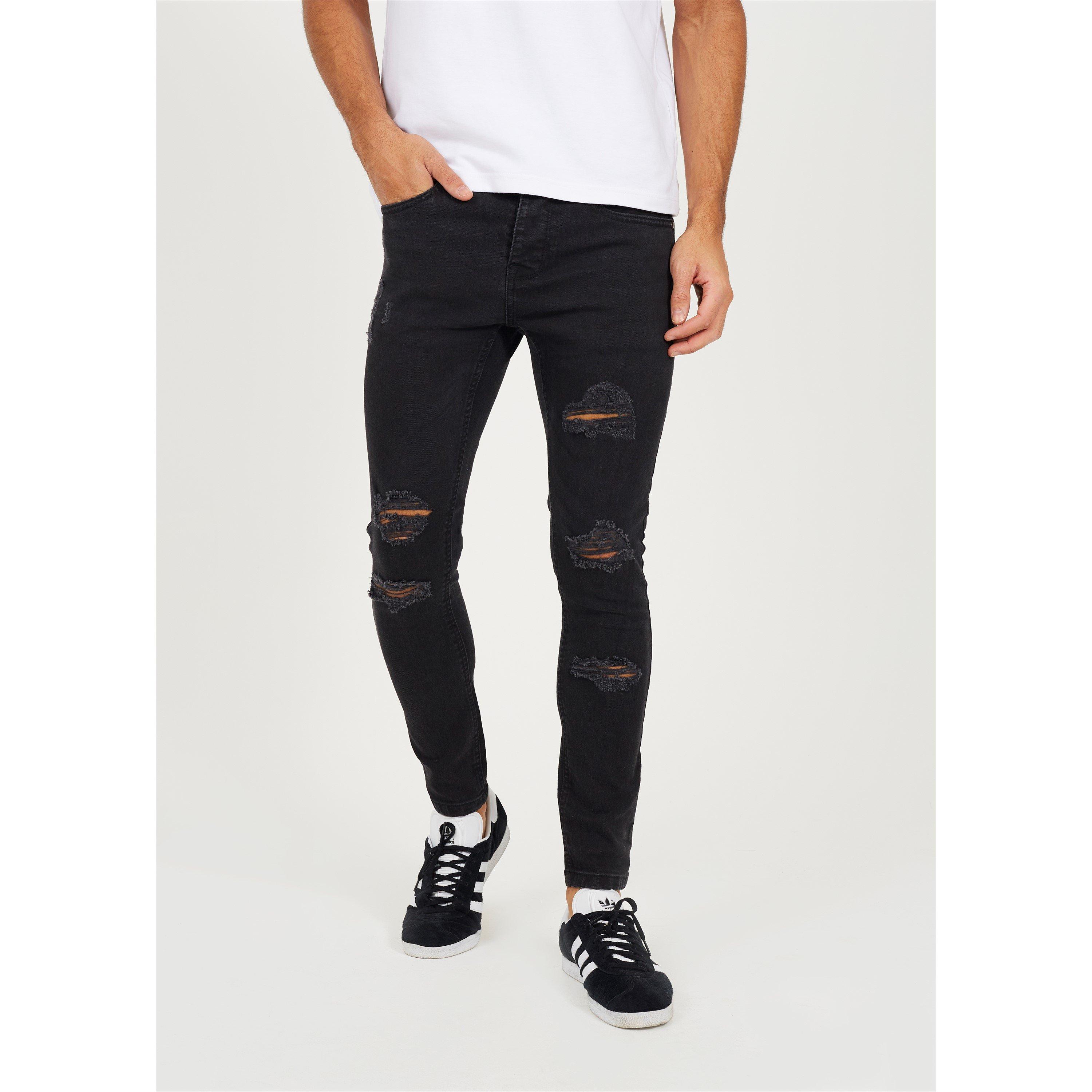 Brave Soul Charcoal Skinny Fit Jean with Knee Rips