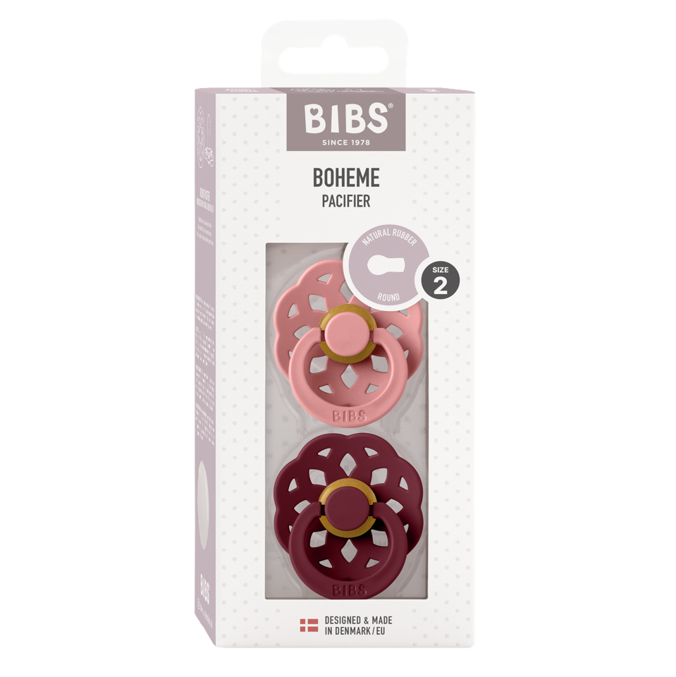 BIBS - Pacifier Boheme 2 PACK - Dusty Pink/Elderberry - Size 2
