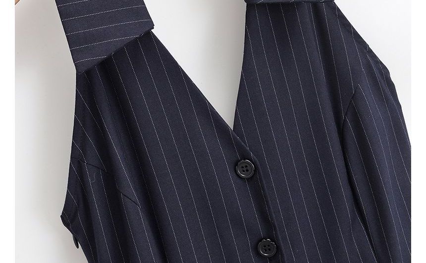 Faiar - Halter-hals geknoopt detail open rug geplooide mini A-lijn jurk