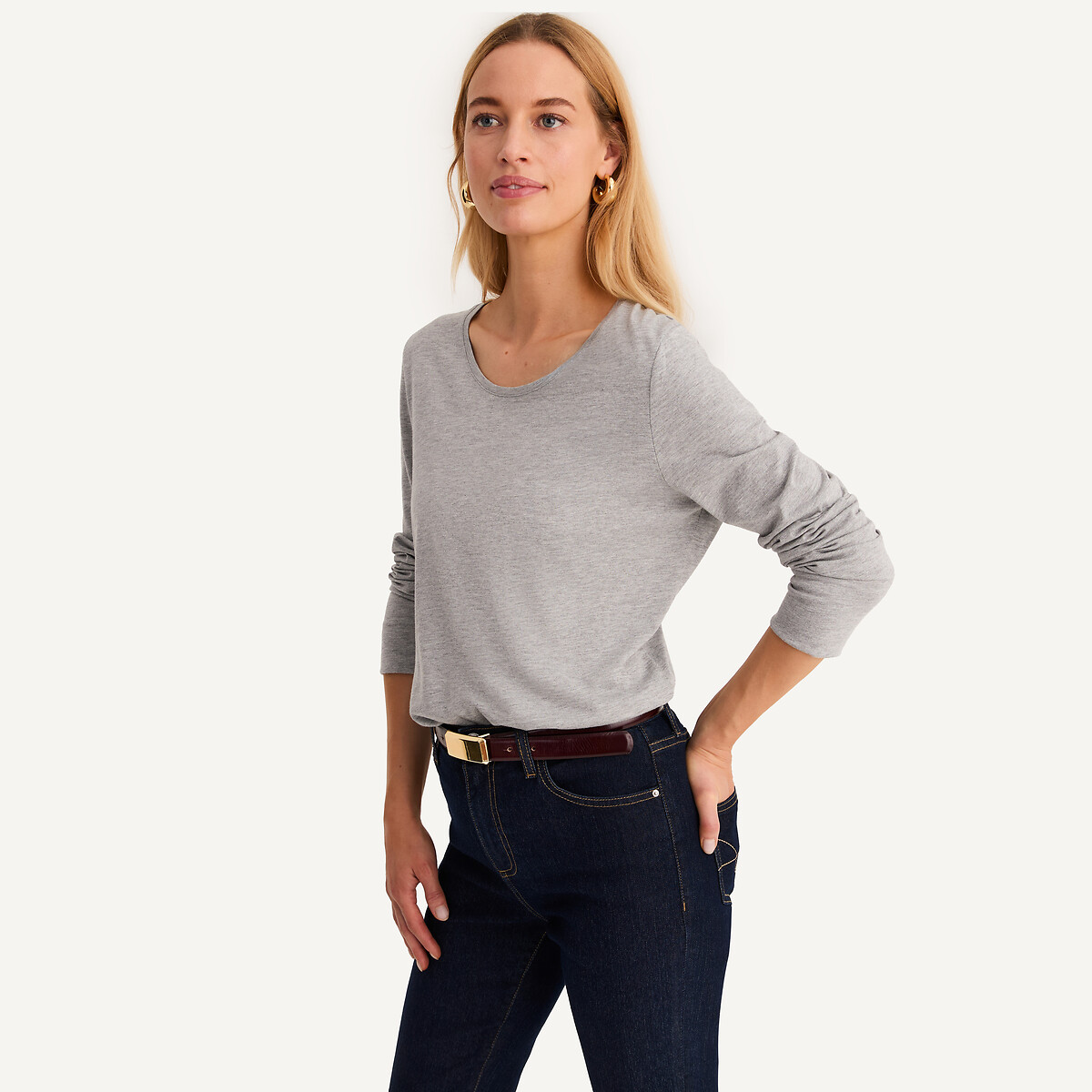 ANNE WEYBURN<br>Camiseta com gola redonda e mangas compridas