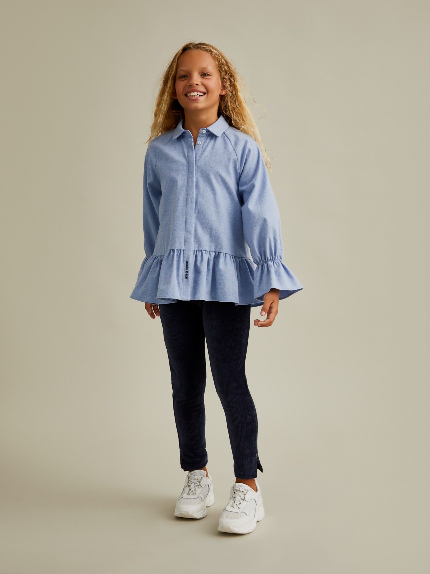 Blusa de manga comprida com folhos