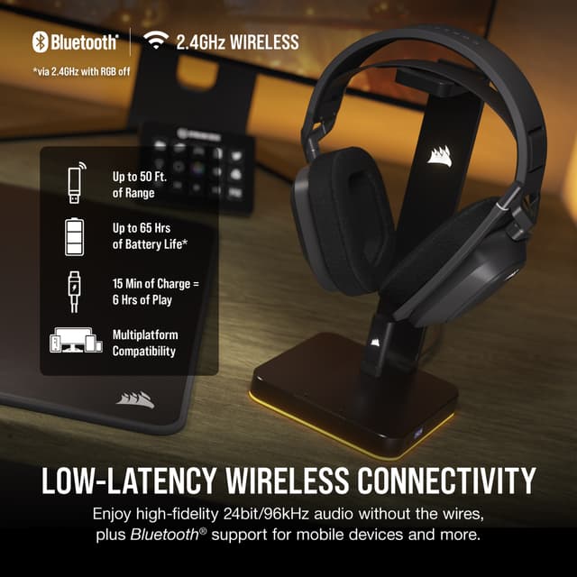 Corsair HS80 Max trådløse gaming-høretelefoner (grå)