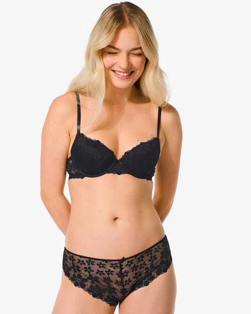 soutien-gorge push-up préformé en dentelle avec armatures noir