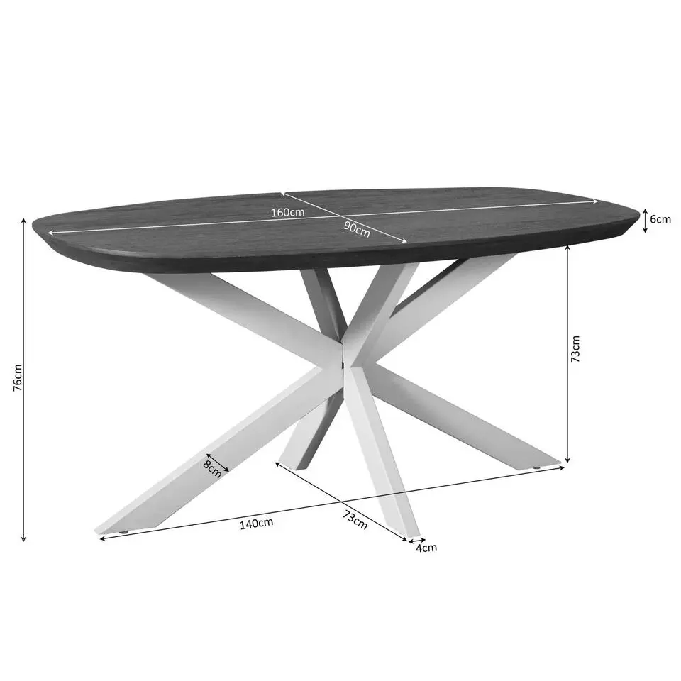 Eettafel Deens Ovaal Bruin Hout - 160x90x76cm - Madison