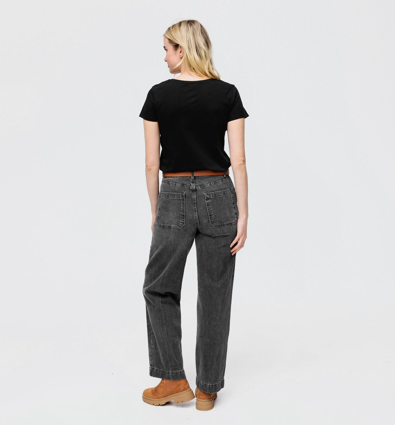 T-shirt col V Femme - Noir