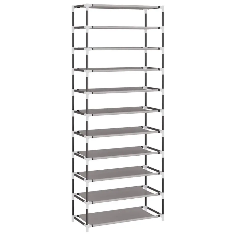 vidaXL - 10-lagen Schoenenkast met 2 deuren - Grijs - Stof - 60x30x166 cm