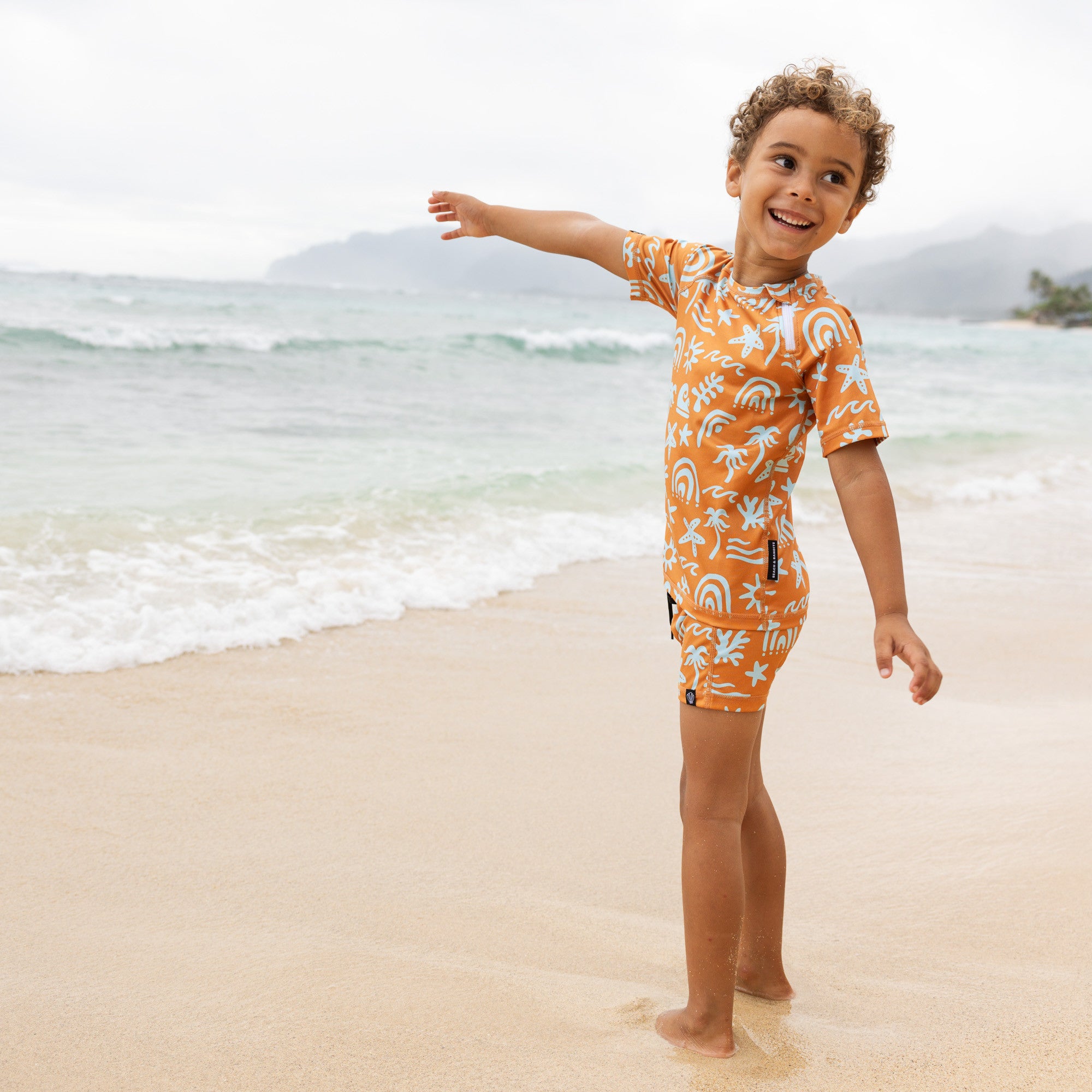 Badeshirt UPF 50  Tropical Vibes Blue