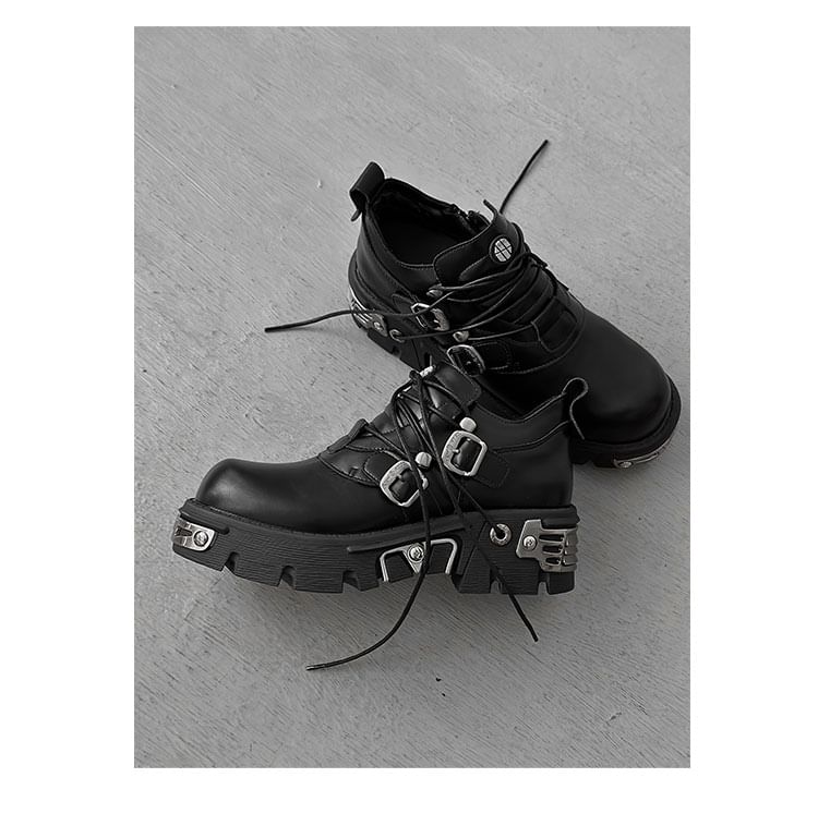 Malnia Home - Punk Platform Buckled Lace Ups