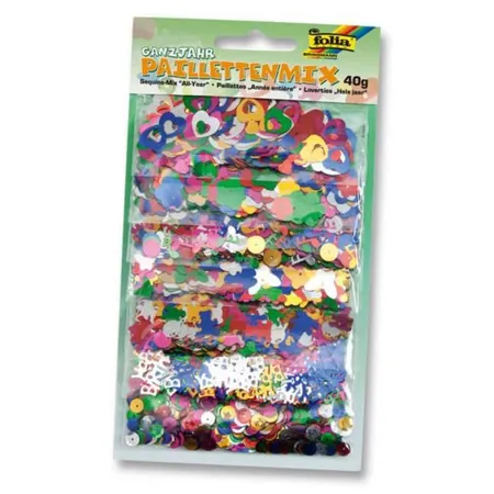 Folia Paillettenmix Ganzjahr, Farben und Formen sortiert, 40 g
