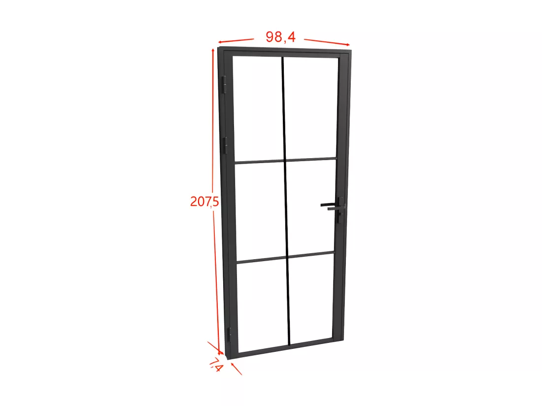 Bloc porte réversible en aluminium et verre trempé - H204 x L93 cm - Noir - SEROTO