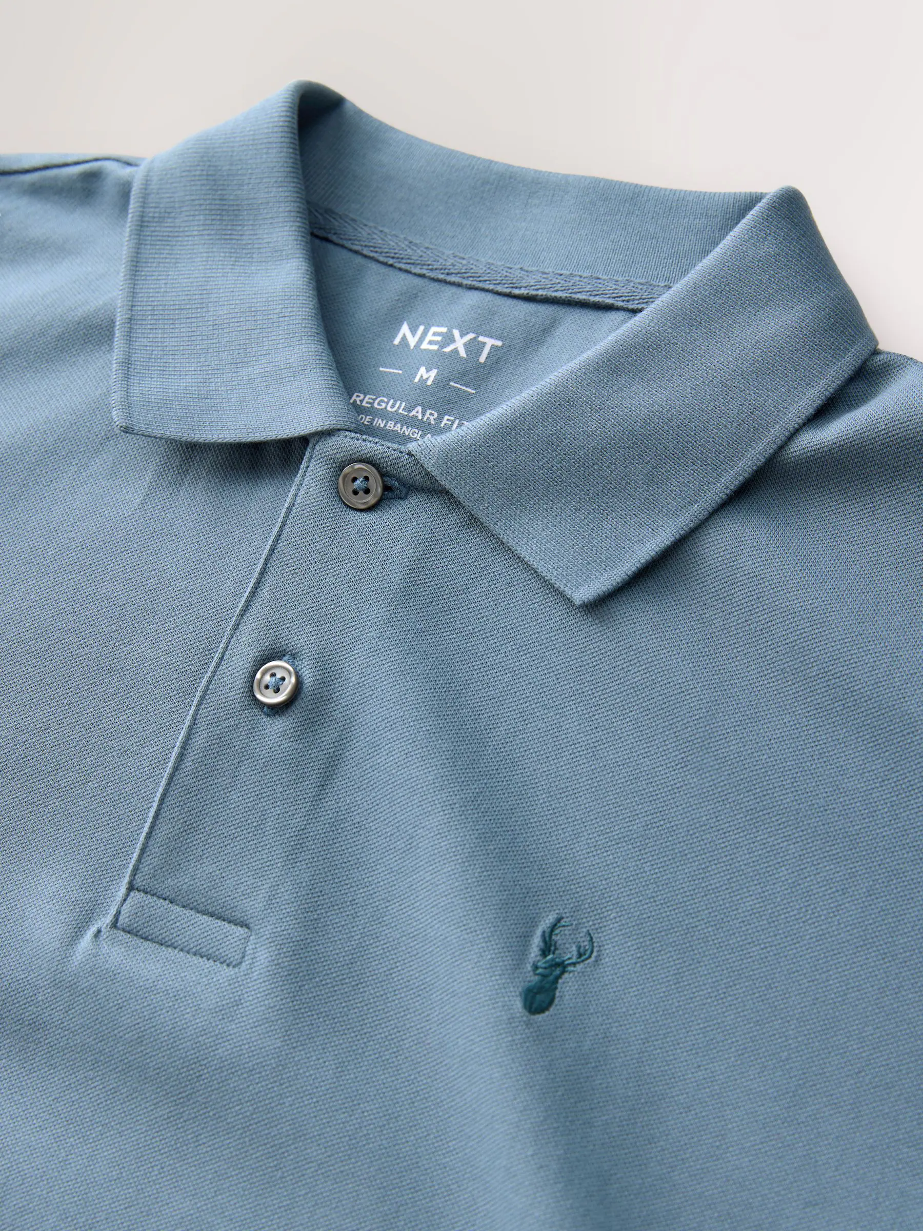 Airforce blauw - Normale Pasvorm - Long-Sleeve Pique Polo Shirt