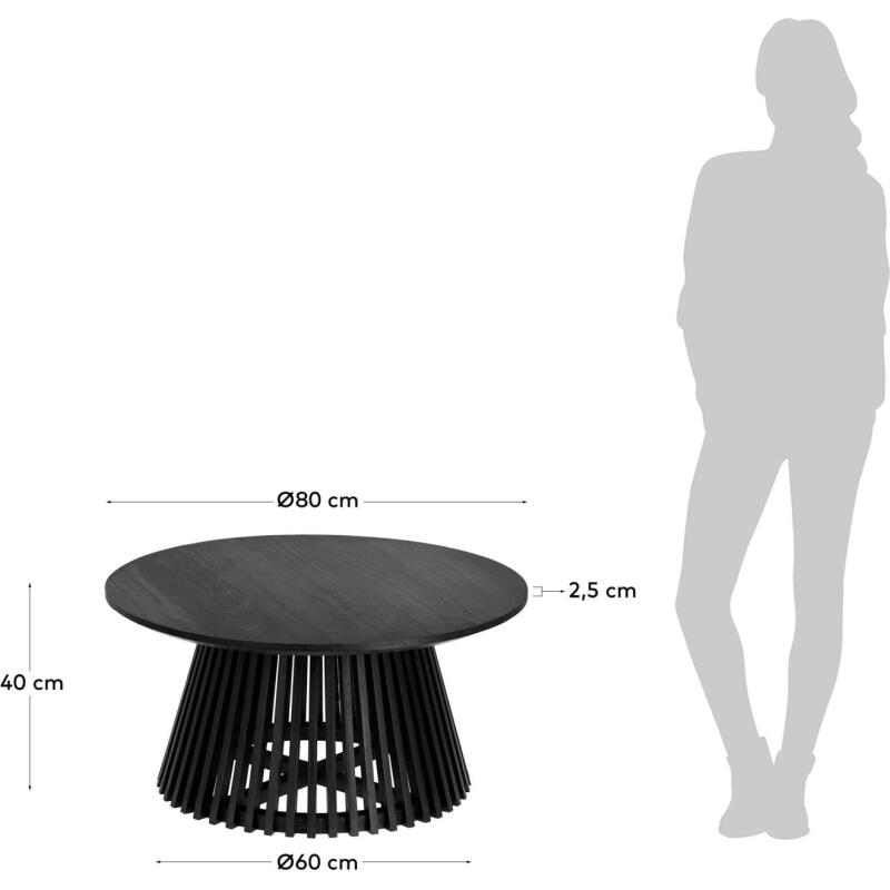 Table basse Jeanette en bois de Mindy noir Ø 80 cm