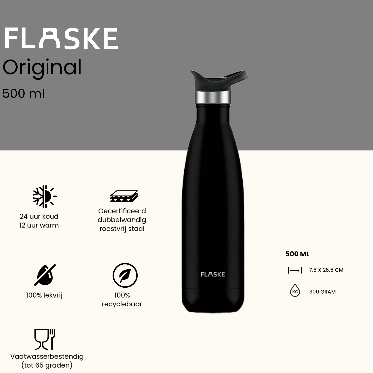 FLASKE 500 ml  RVS Drinkfles - Night