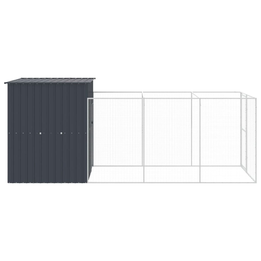 Canil vidaXL com área de exercício, aço galvanizado, 165x455x181 cm