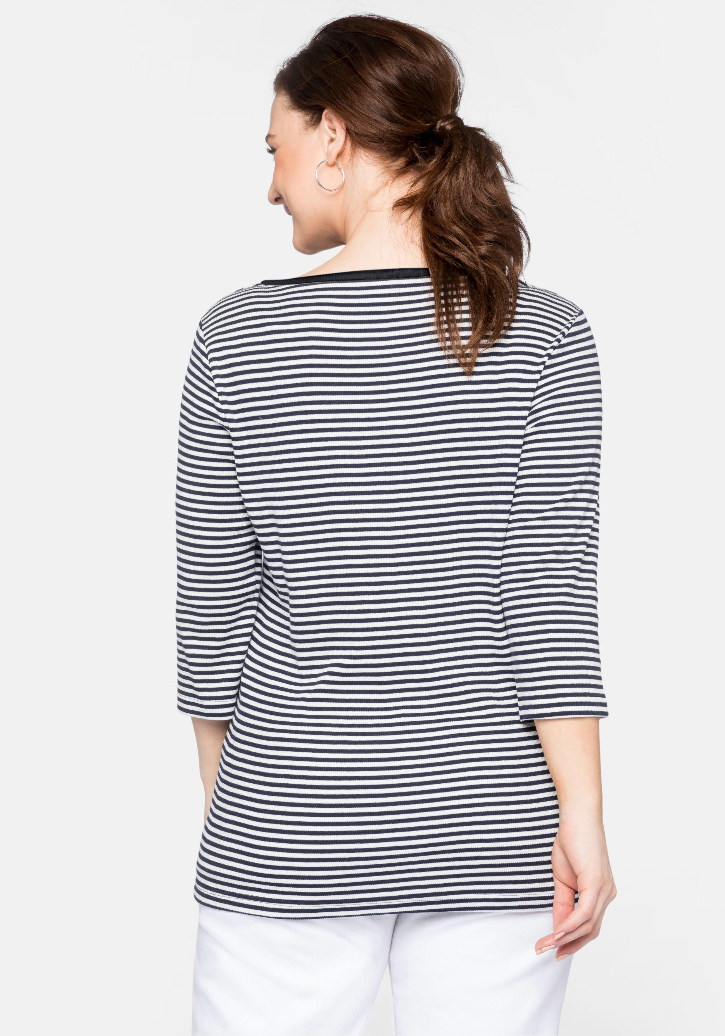 3/4-Arm-Shirt mit garngefärbten Ringeln