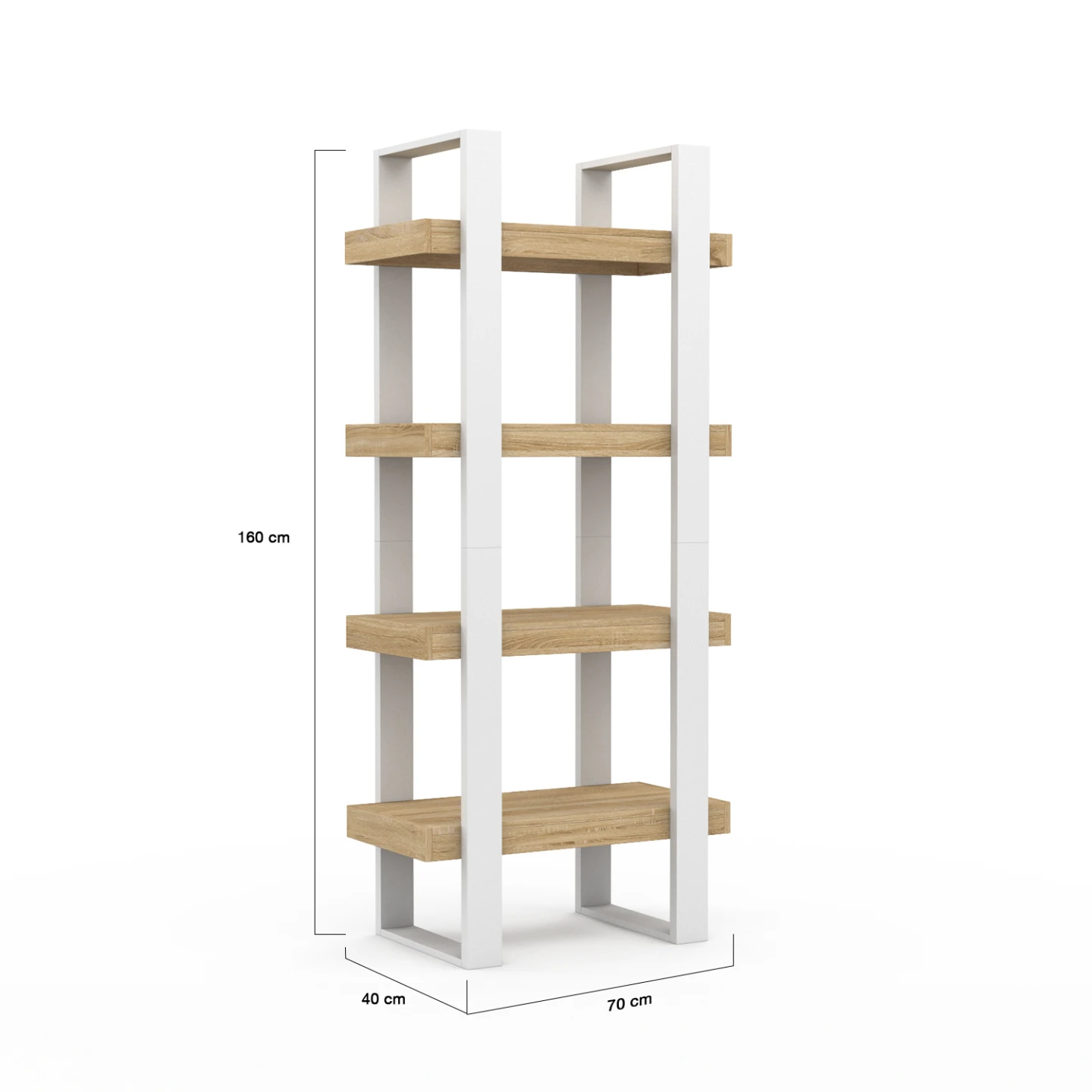 Etagère 4 niveaux PHOENIX bois et blanc