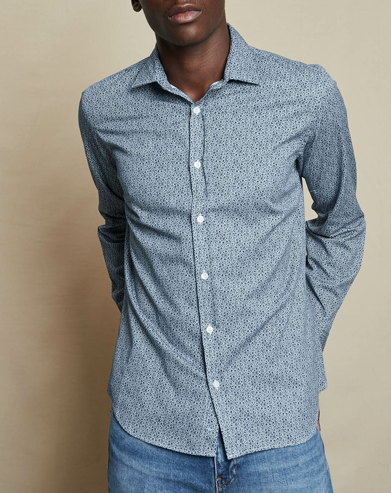 Hartford Chemise Slim Fit Sammy à fleurs marine/blanc