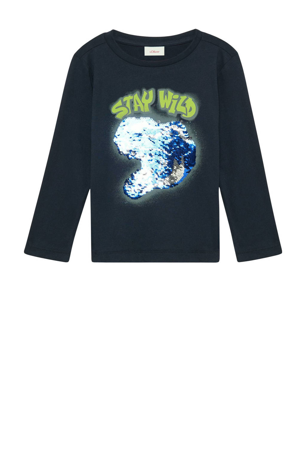 s.Oliver longsleeve met printopdruk donkerblauw