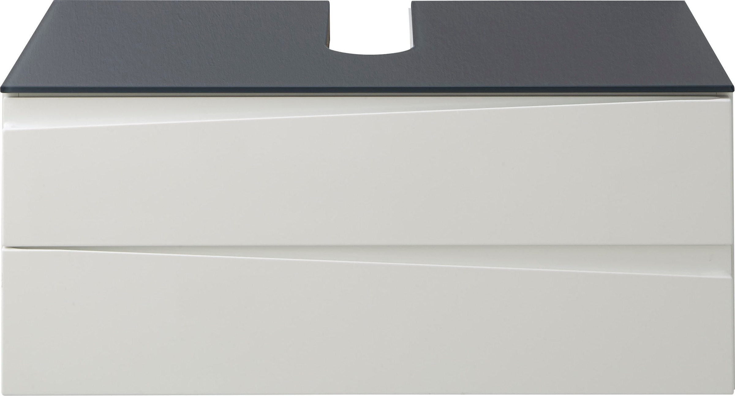 byLIVING Waschbeckenschrank »Shape« 1 Stk. tlg. für Aufsatzbecken mit asymetrischer Hochglanz Front, 2 Schubkästen