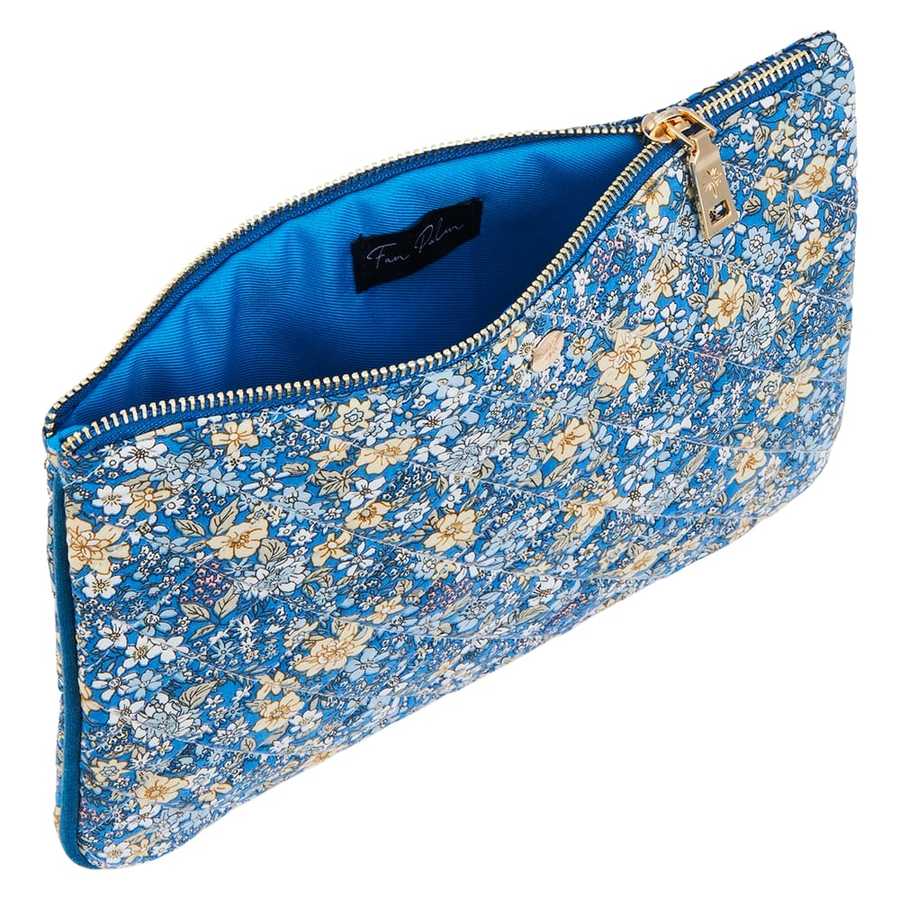 Fan Palm Blue Flower Clutch
