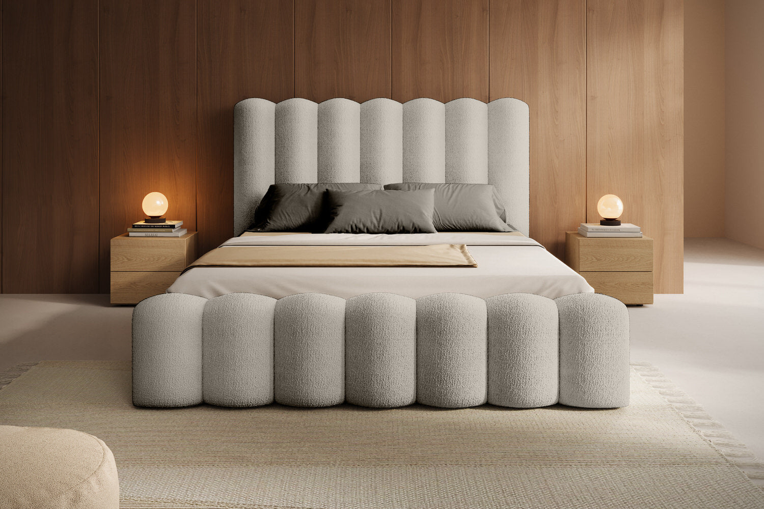 Trae Mobler Amore 140 x 200 cm Gestoffeerd Bed Beige