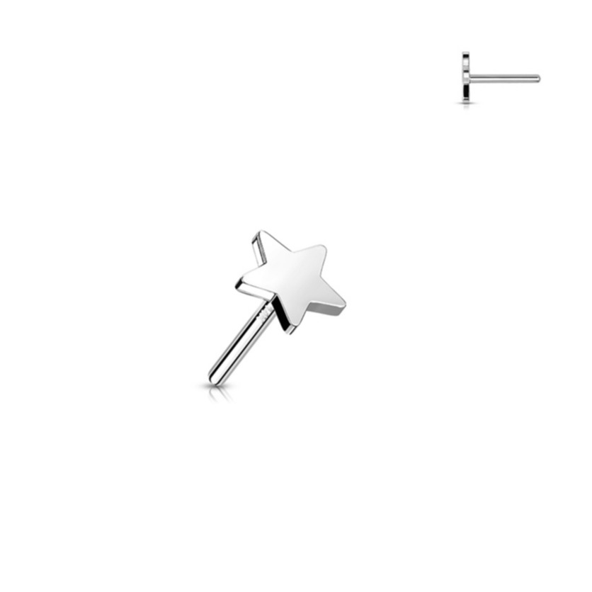 (Ø3mm) Mehrzweck Aufsatz für Piercing mit Einsteckverschluss 14K Weissgold Stern - Silber