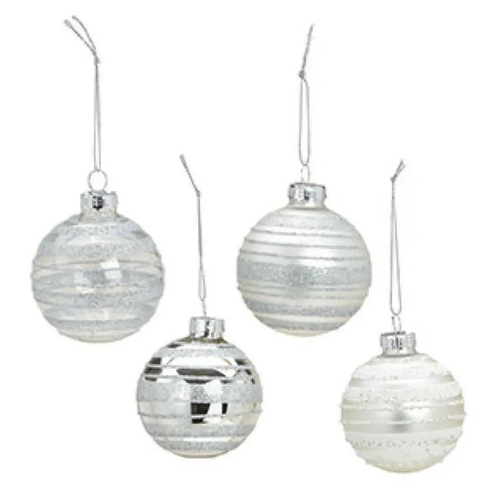 G. Wurm Kerstballen - 12x - zilver - gedecoreerd - glas - 6 cm