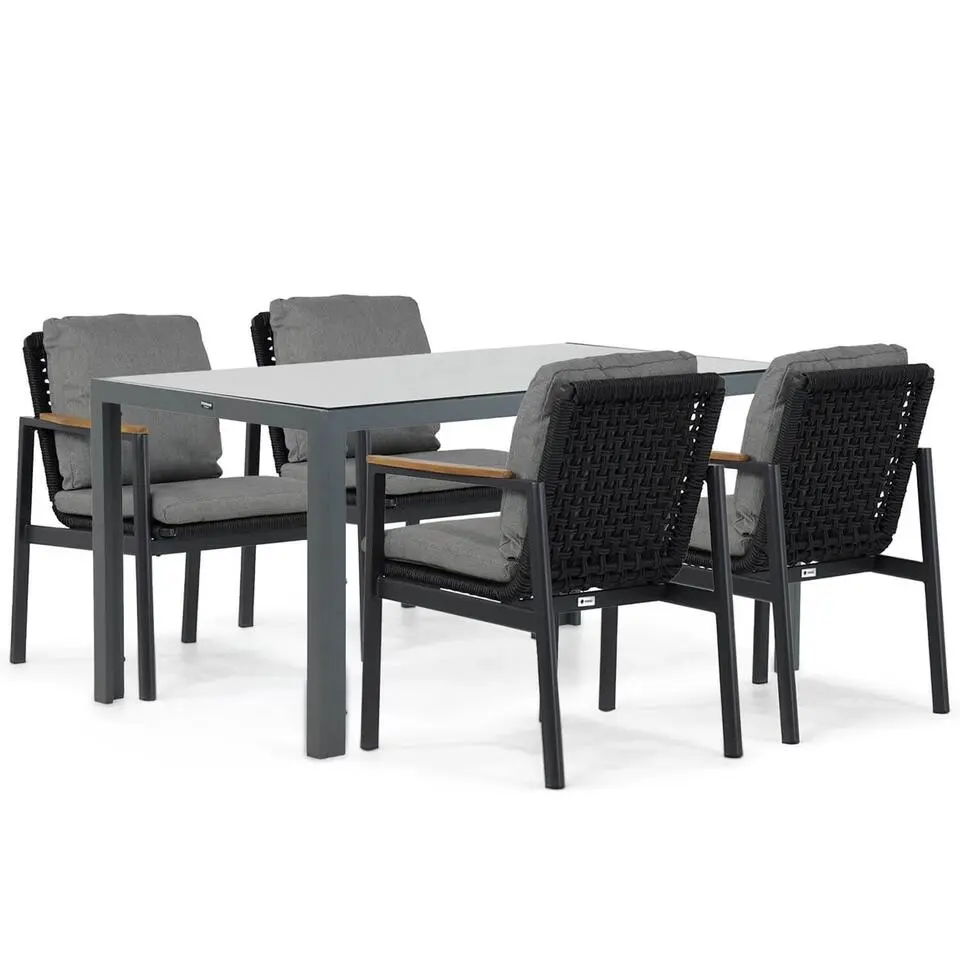 Tuinset 4 personen 150 cm Aluminium/rope Grijs Coco Ralph/Venustas