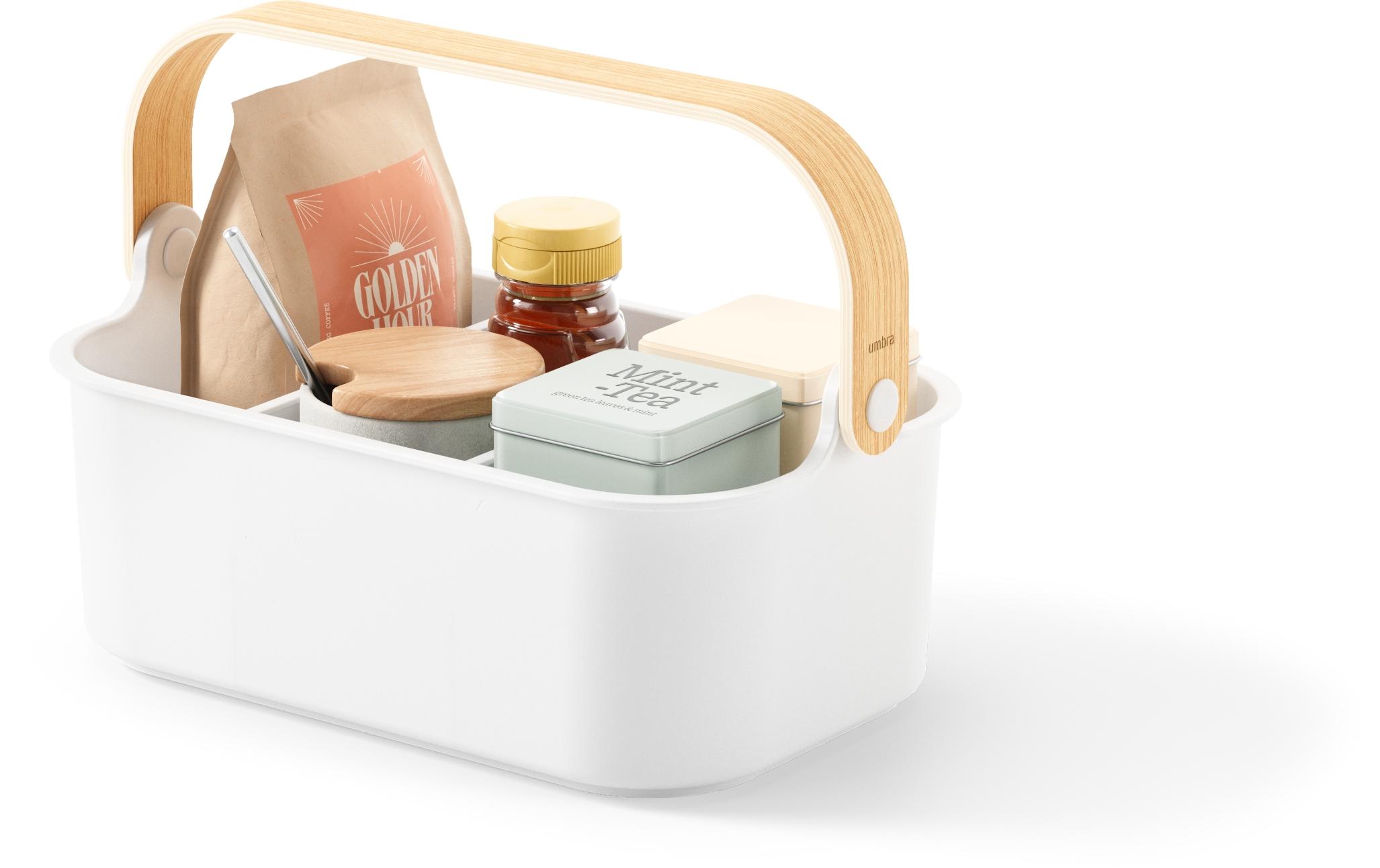 Aufbewahrungsbox Bellwood 28 x 13 cm, Nature/WeissStapelbarer Organizer mit entnehmbaren Trennwänden