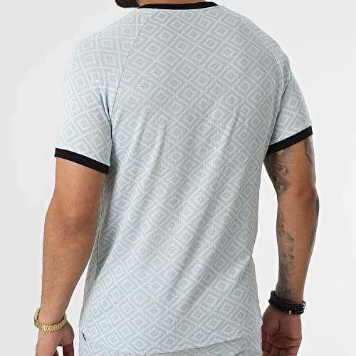 Ensemble Tee Shirt Col Zippé Short Jogging C5846-C8152 Bleu Clair