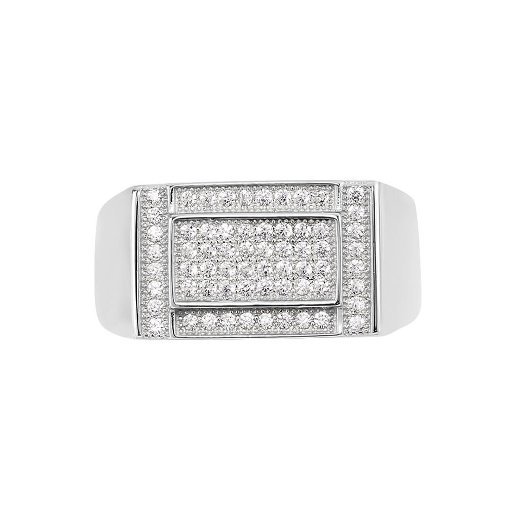Chevalière Owena Argent Blanc Oxyde De Zirconium