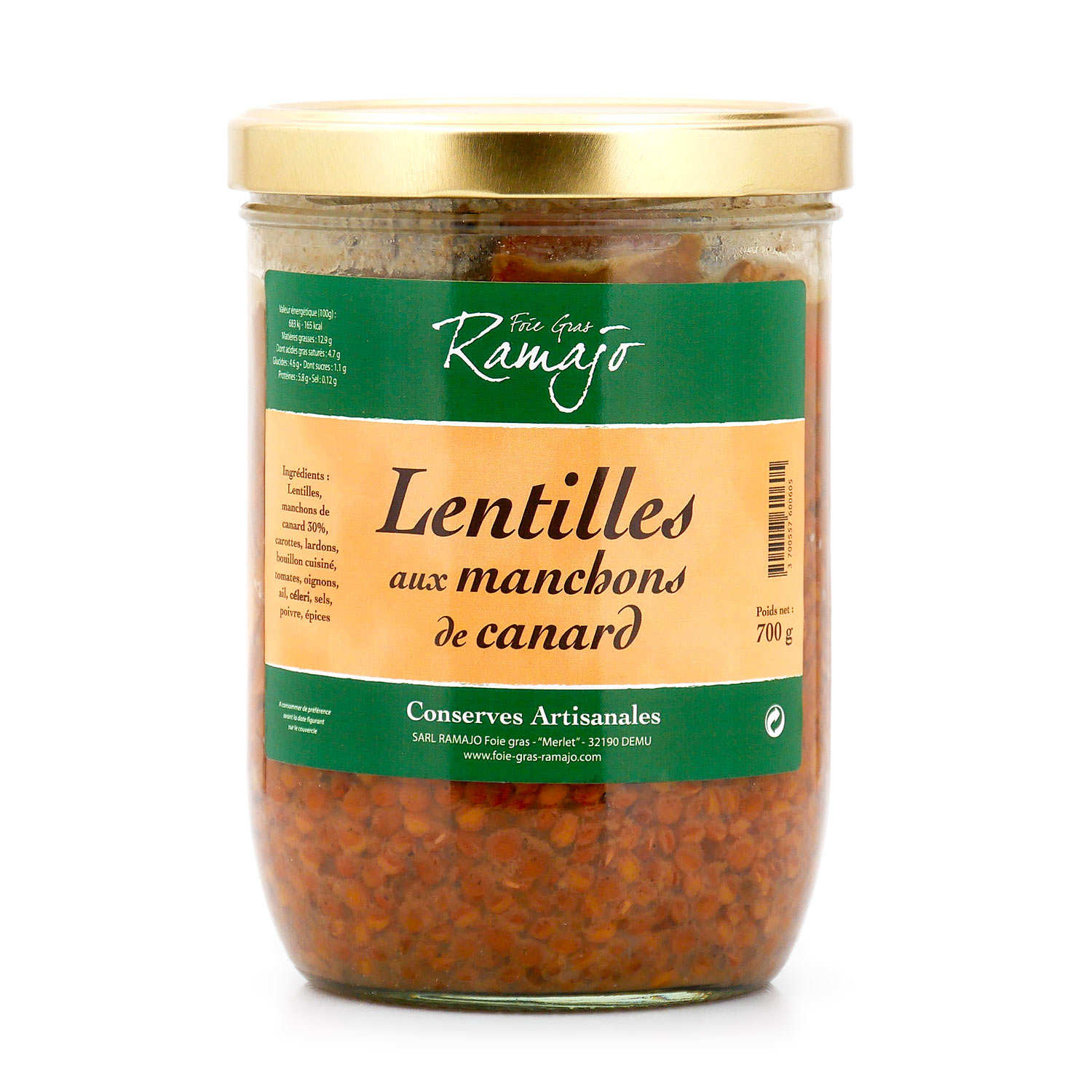 Lentilles aux manchons de canard du Gers