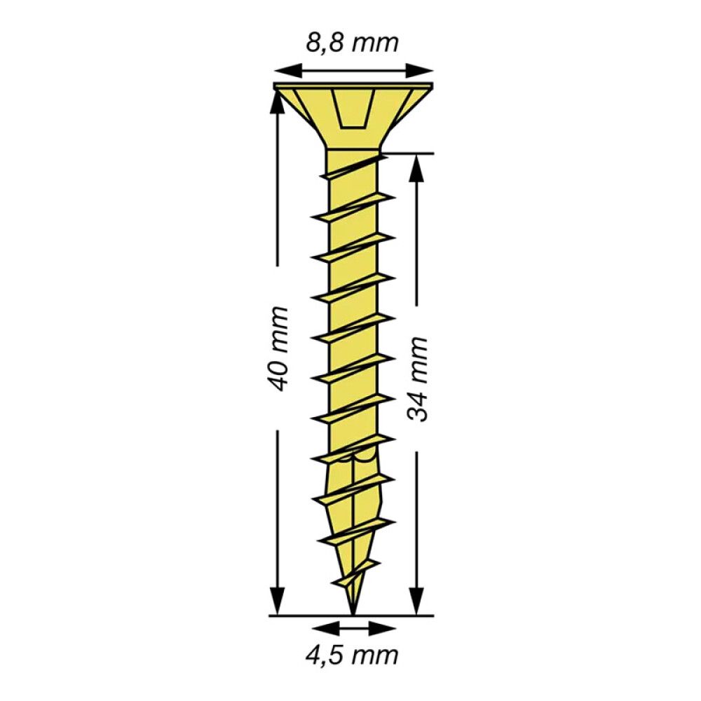 SPAX SENKHODE GUL 4,5X40, M 40 STK