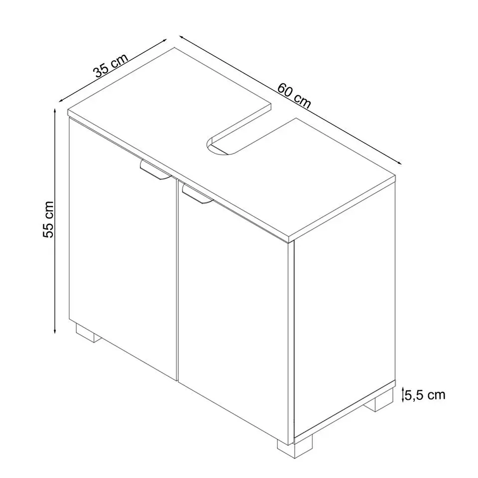 Atlas - Wastafelonderkast 60 cm met 2 deuren in eikenoptik