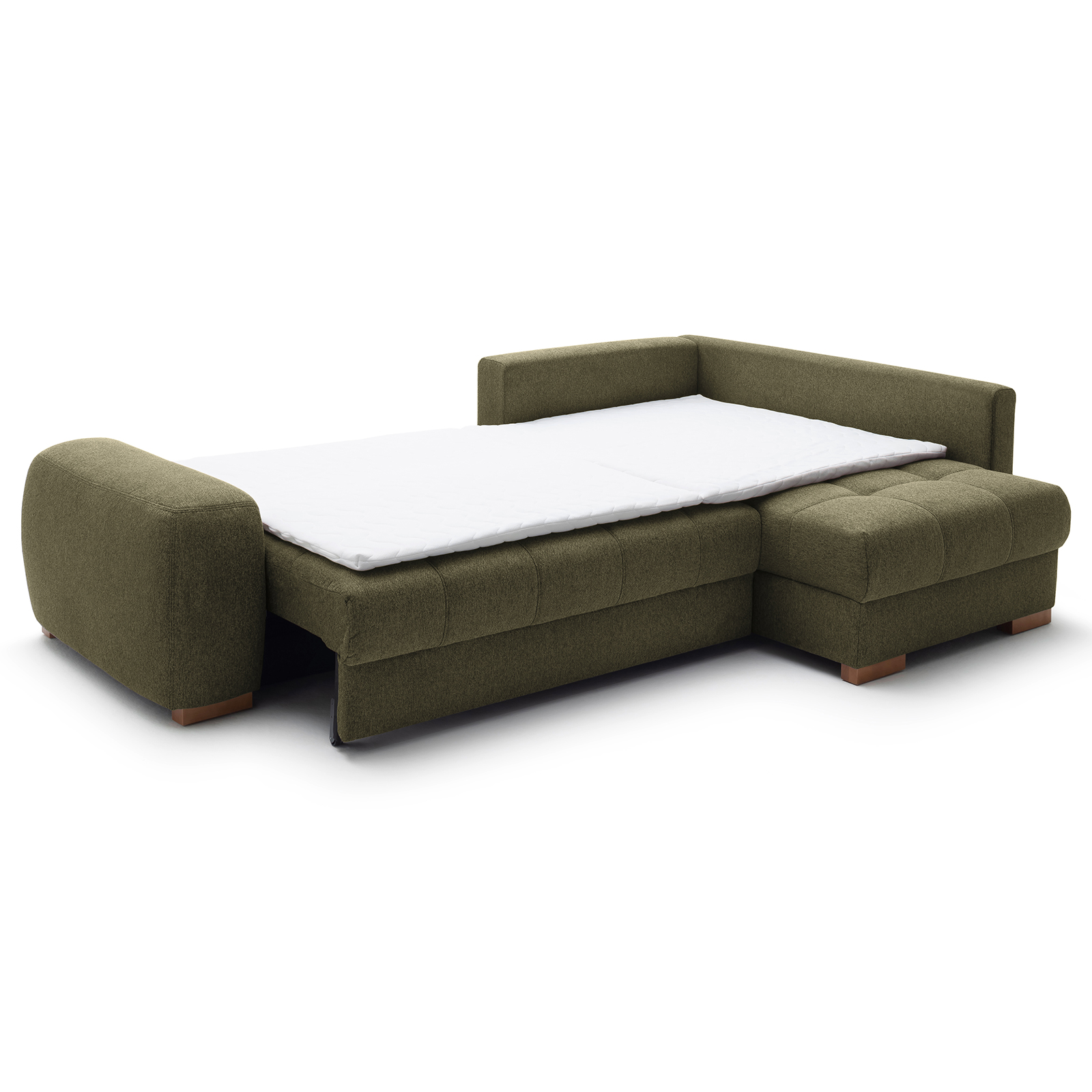 Ecksofa - green - Boxspringfederung - Liegefunktion - Holzfüße