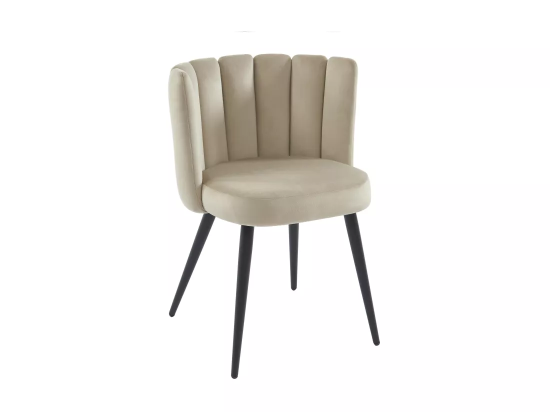 Lot de 2 chaises en velours et métal noir - Beige - PRANILA de Pascal MORABITO