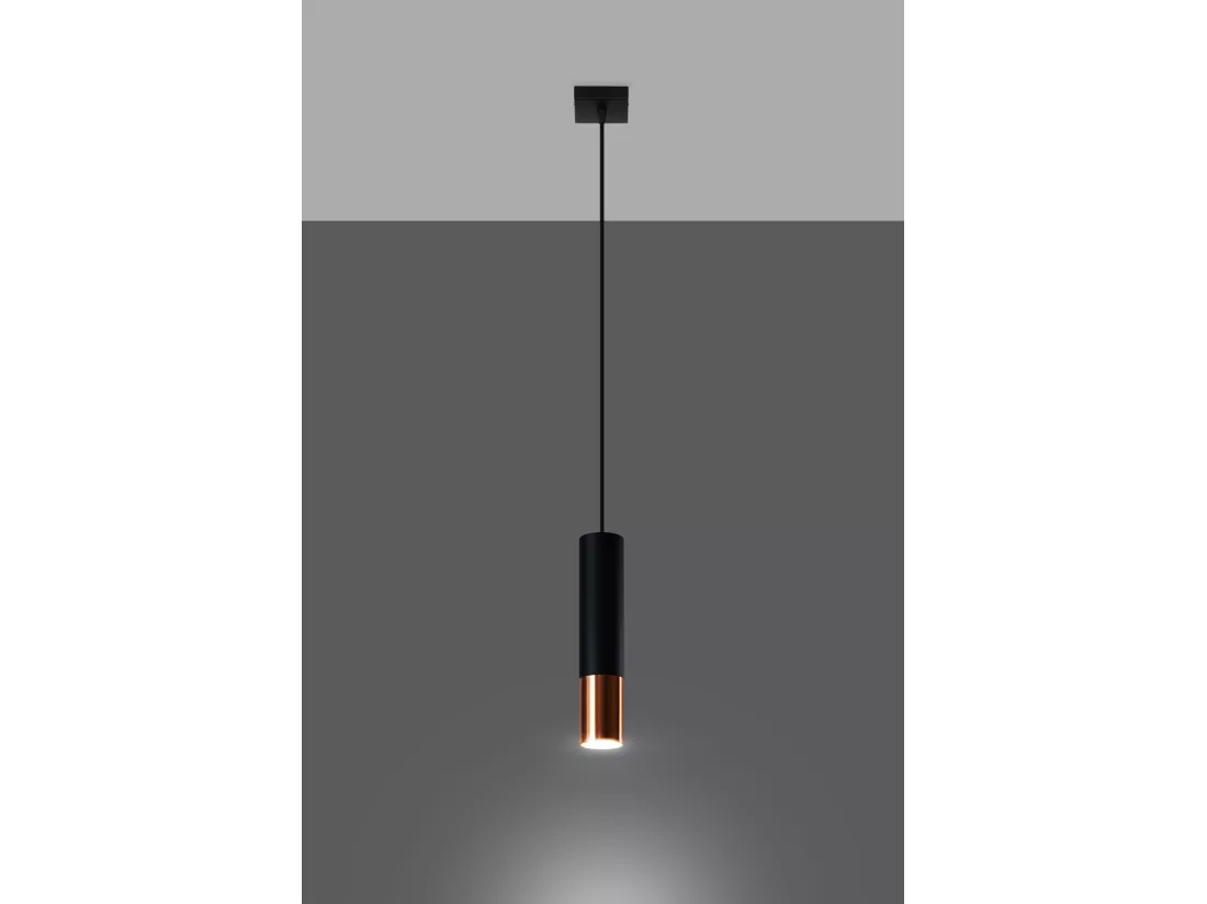 Sollux LOOPEZ Lampe à Suspension Slim 8cm Noir, Cuivre GU10
