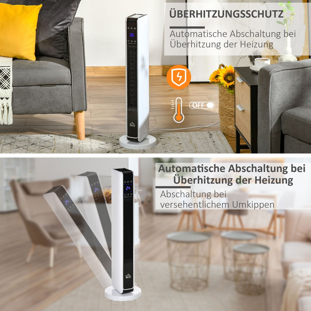HOMCOM kachel, 21 x 21 x 73 cm, ABS, wit, zwart