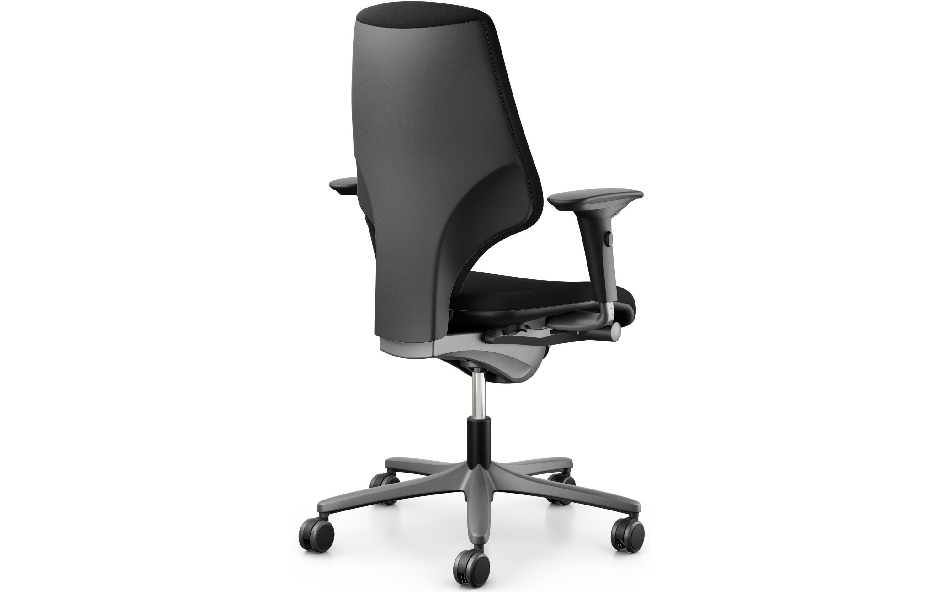 Bürostuhl 64 mit Polsterrücken und Armlehnen, Schwarz<br>Klassischer Arbeitsstuhl ideal für aktives Sitzen