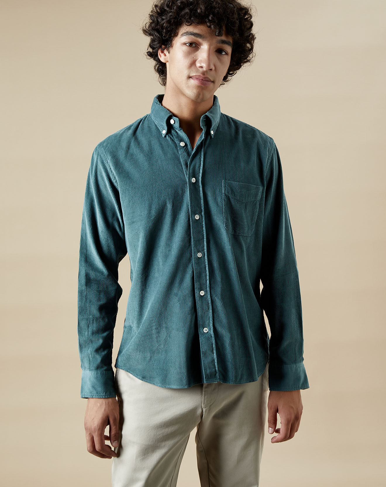 Hartford Chemise en Velours côtelé regular Pitt Pat thymes