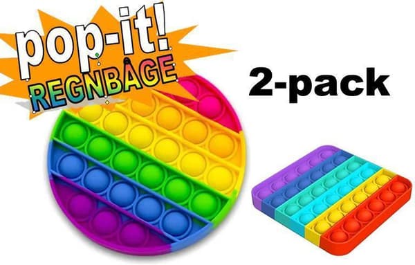 2-pak Pop It Fidget Toy Original - Rainbow - CE-godkjent