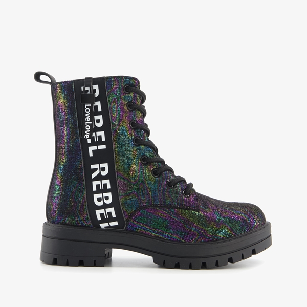 Blue Box meisjes veterboots met label zwart