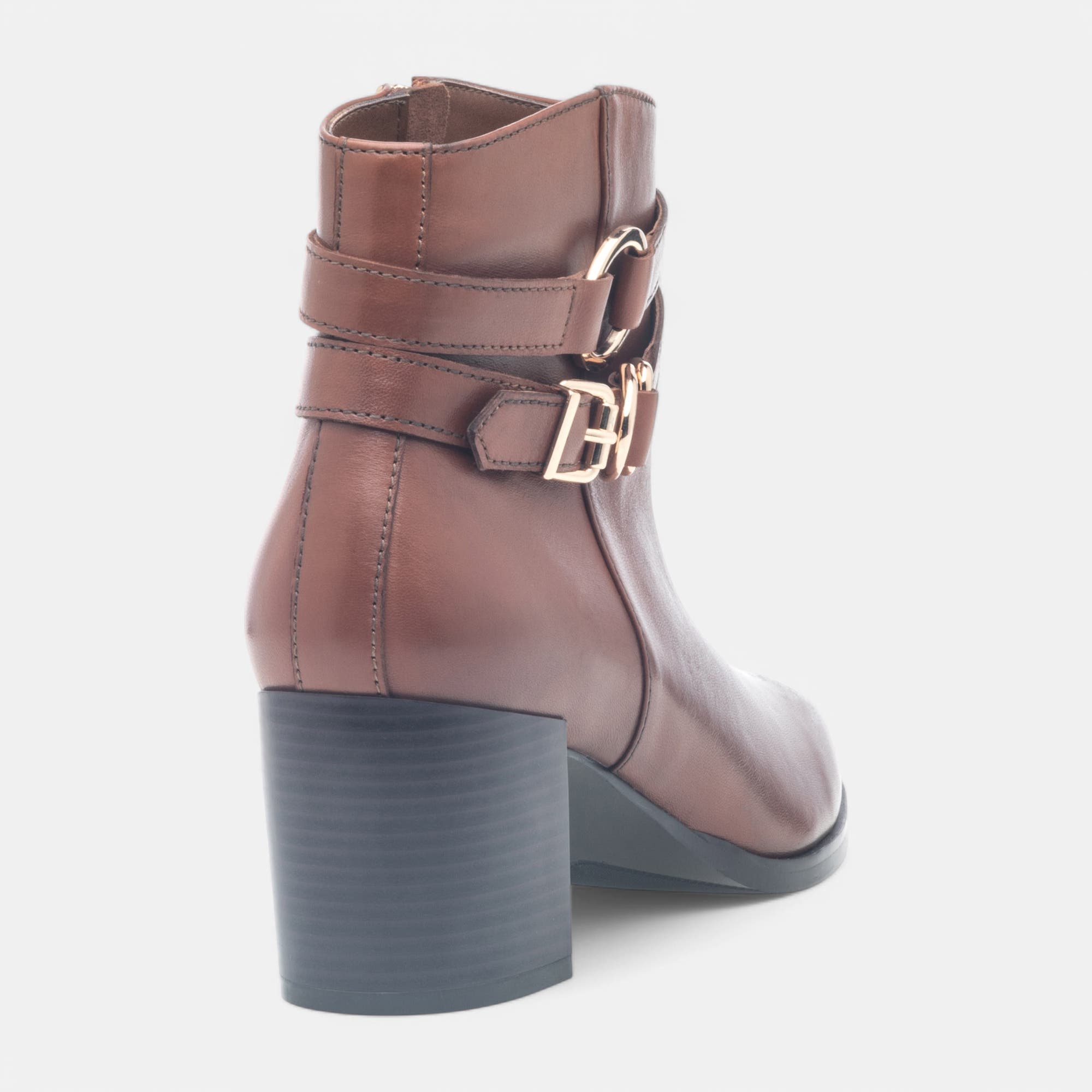Bottines Femme en cuir cognac