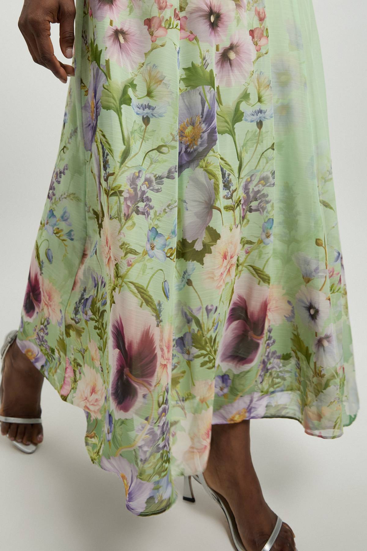 KarenMillen Robe Longue Tissée À Imprimé Floral En Mousseline Avec Encolure Dos-nu