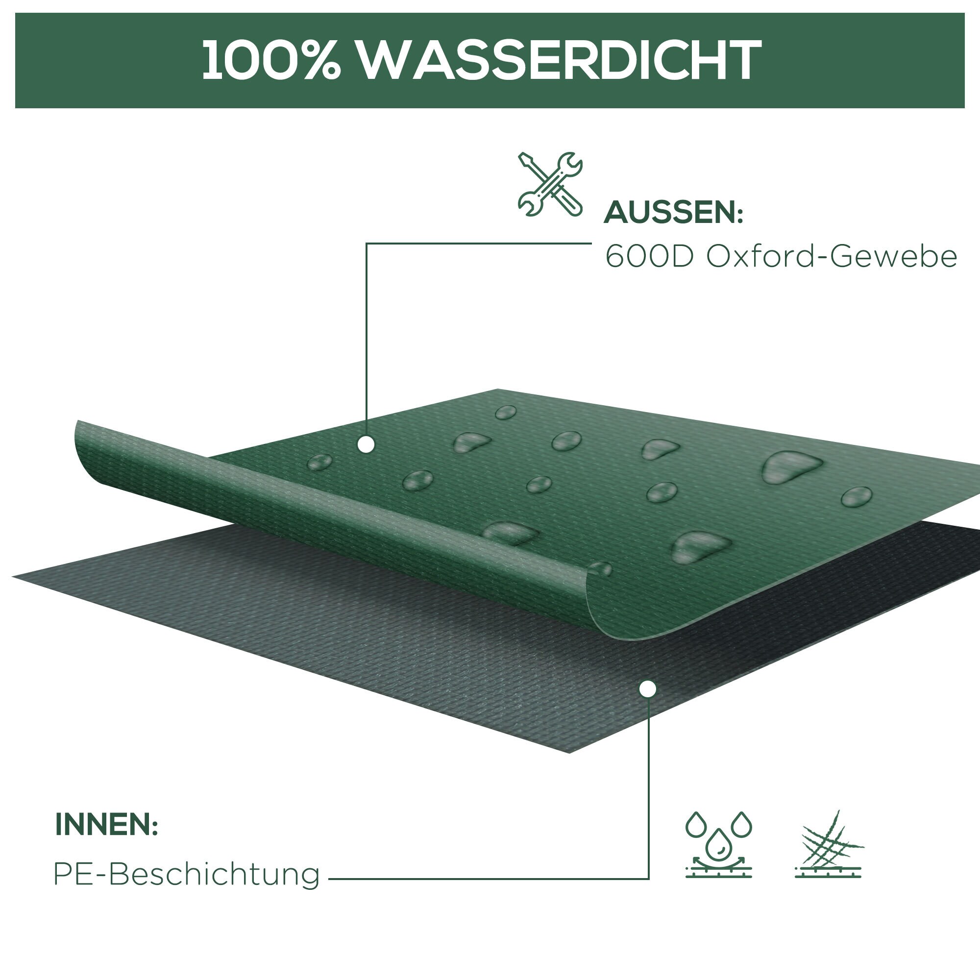Outsunny Abdeckplane für Gartenmöbel grün 135 x 135 x 75 cm (LxBxH)