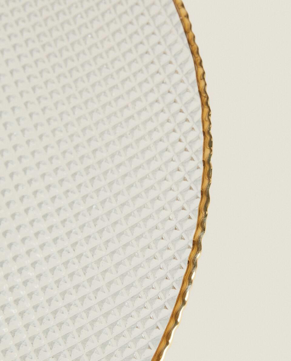 Travessa de vidro com suporte