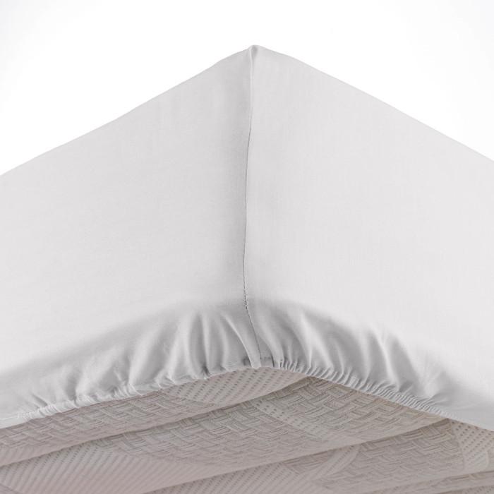 DRAP HOUSSE 2 PERSONNES 180X200CM LINA BLANCHE