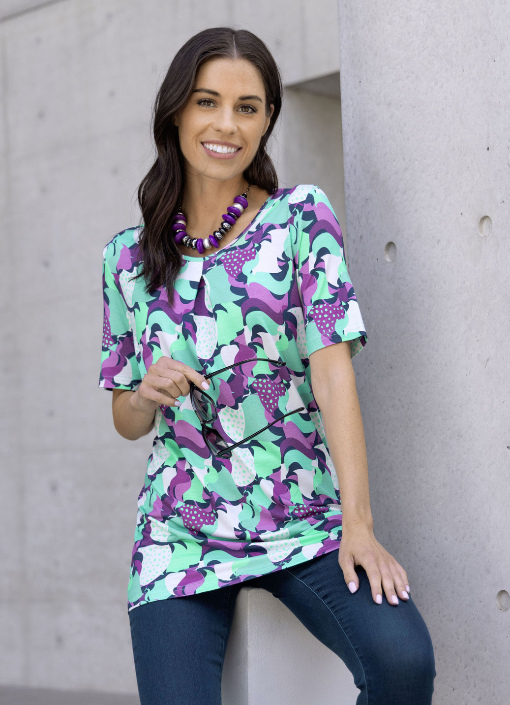 Shirt mit farbbrillantem Allover-Druck