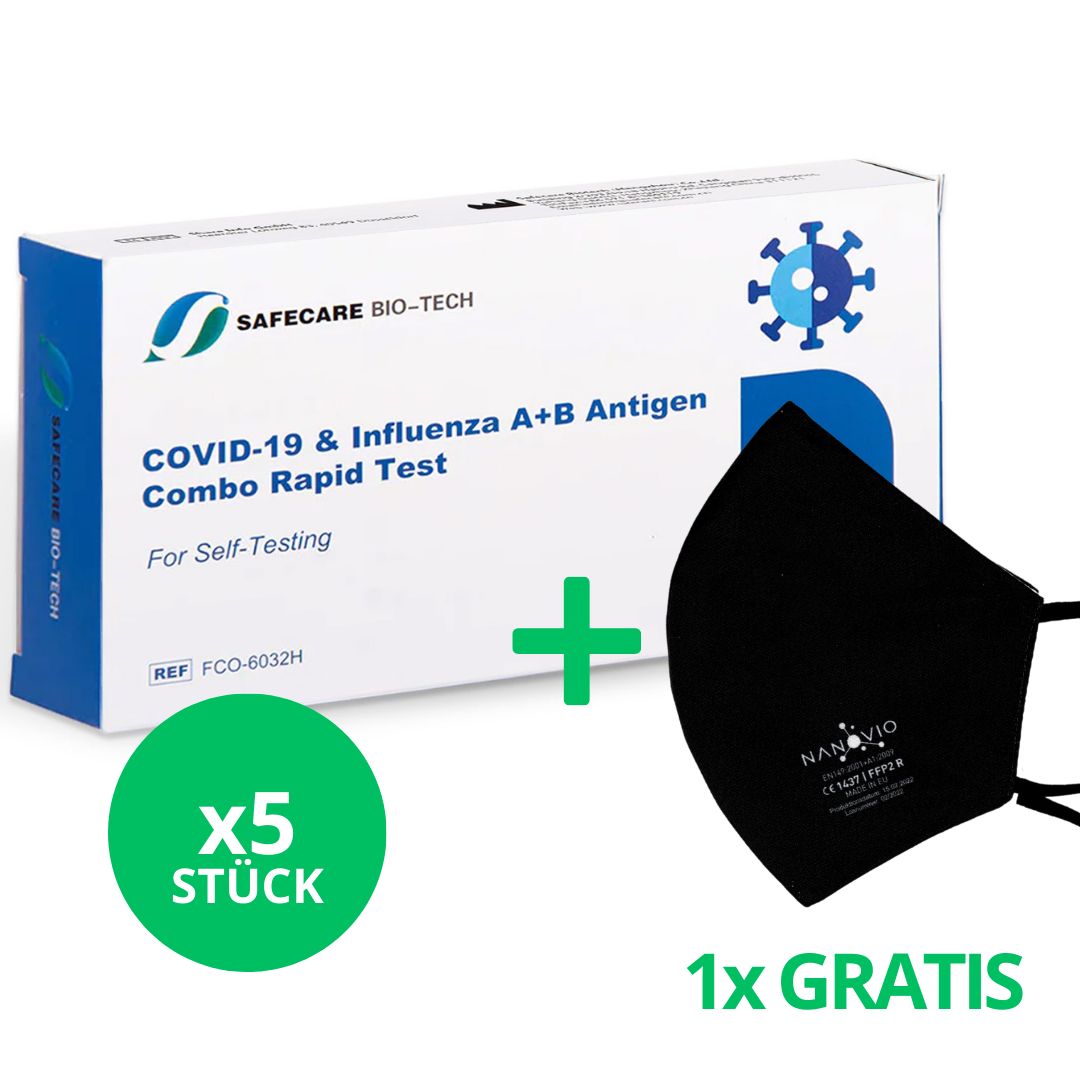 COVID-19 4in1 Aktion + Influenza A+B Antigen 15er Combo + GRATIS NANOVIO FFP2